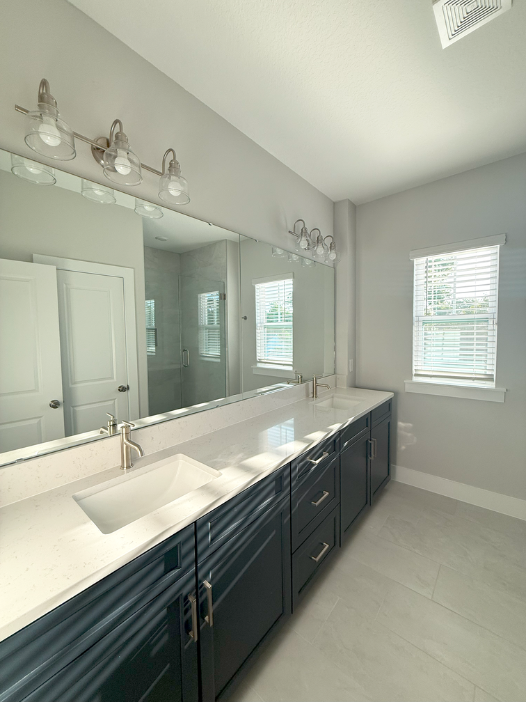 Elegant Navy Double Vanity Bathroom