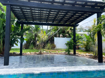 Black Metal Pergola with Geometric Design
