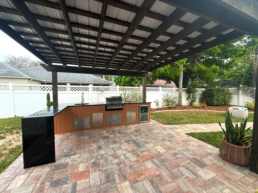Complete Outdoor Cooking Station with Pergola